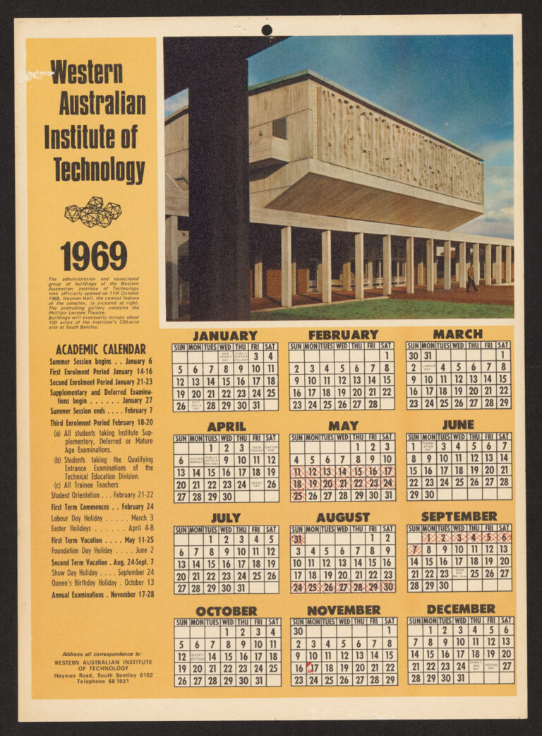 Recently digitised university wall calendars Archives